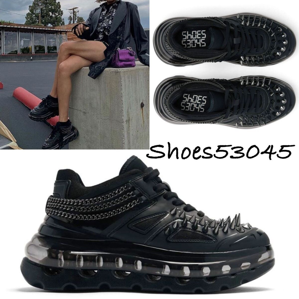 ローラ愛用 Shoes53045 Bump'Air ブラックゴシック スニーカー (SHOES