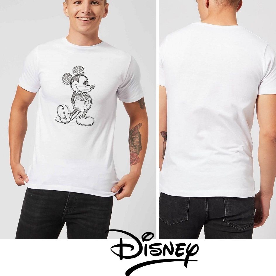 Disney☆スケッチ風・ミッキーマウスプリント☆メンズ Tシャツ (Disney