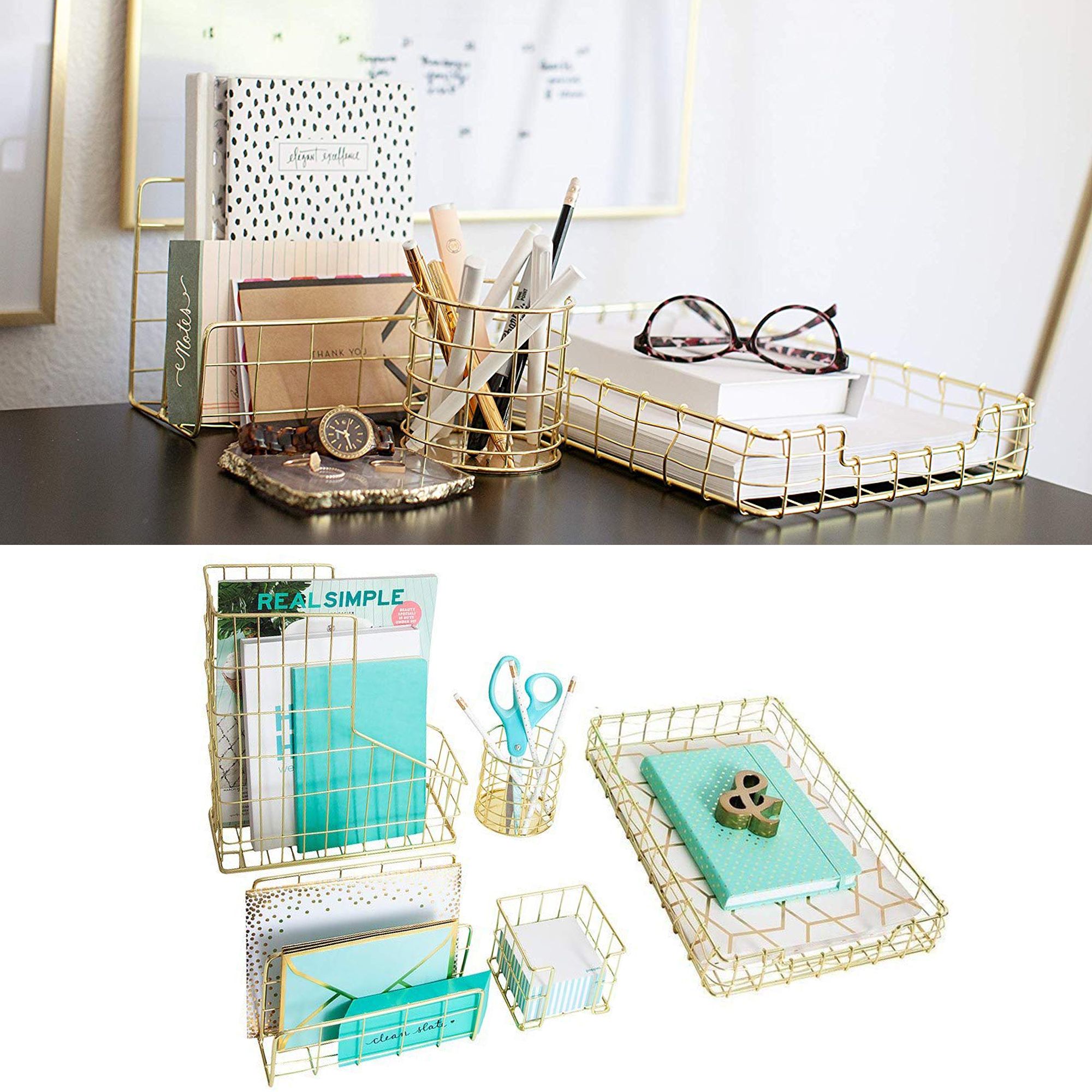 5種set】デスクアクセサリー オーガナイザー 事務用品 gold (デザイン 5種set】デスクアクセサリー オーガナイザー 事務用品 gold (デザイン