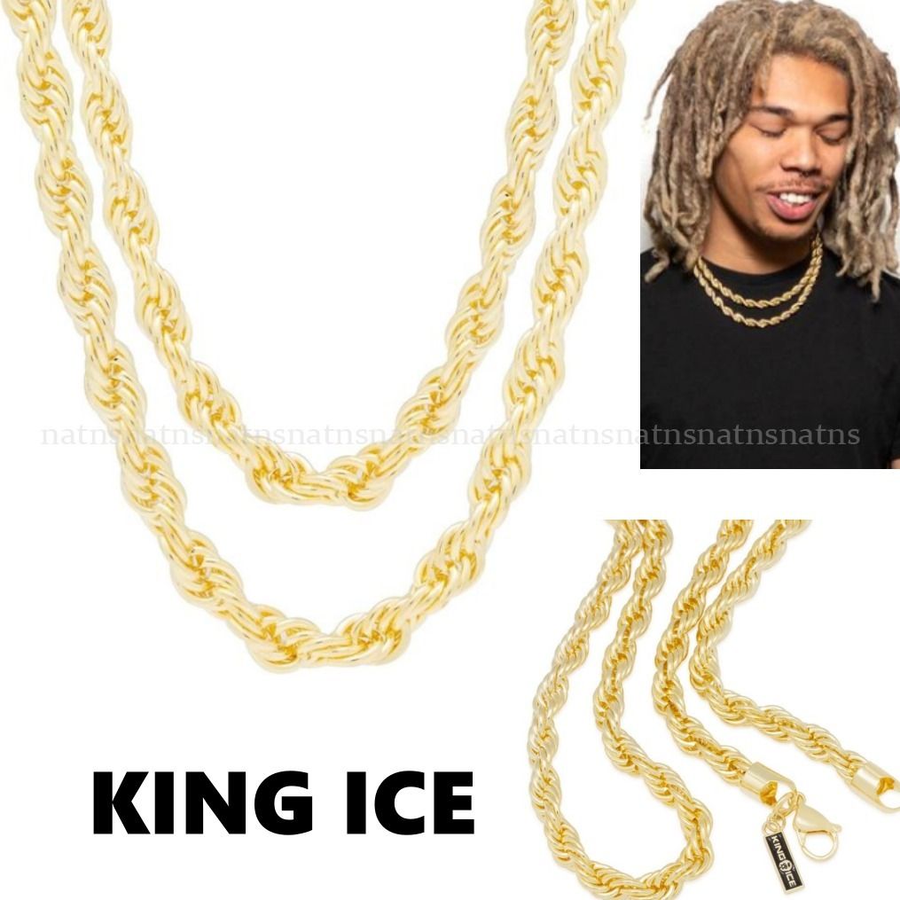 送料関税無料】King Ice*14Kゴールド*8mmロープチェーンセット (King ...