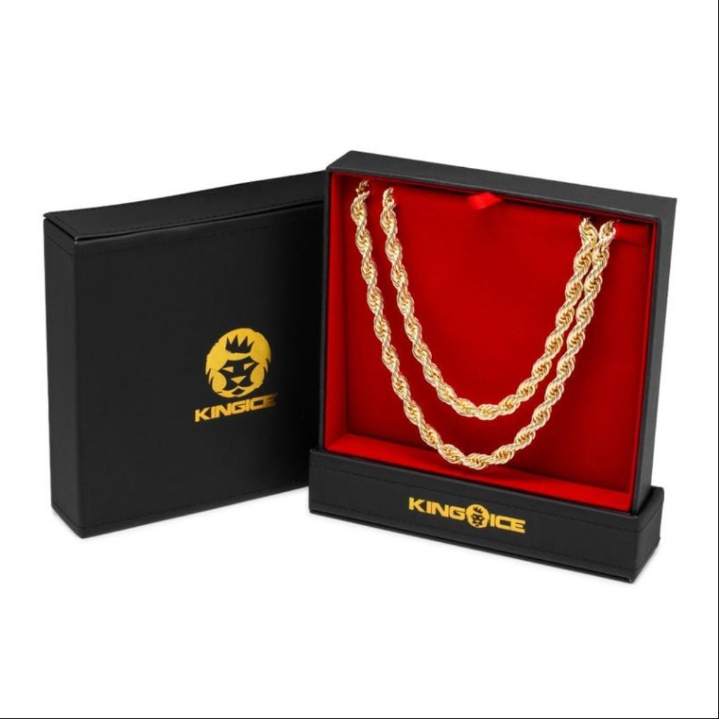 送料関税無料】King Ice*14Kゴールド*8mmロープチェーンセット (King ...