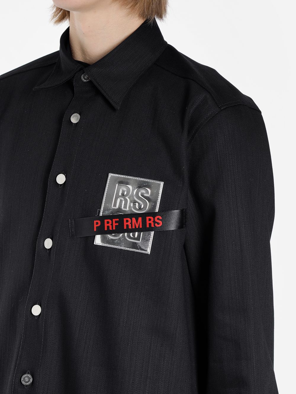 RAF SIMONS = CARRY OVER DENIM SHIRT テープ デニムシャツ 黒 (RAF RAF SIMONS = CARRY OVER DENIM SHIRT テープ デニムシャツ 黒 (RAF
