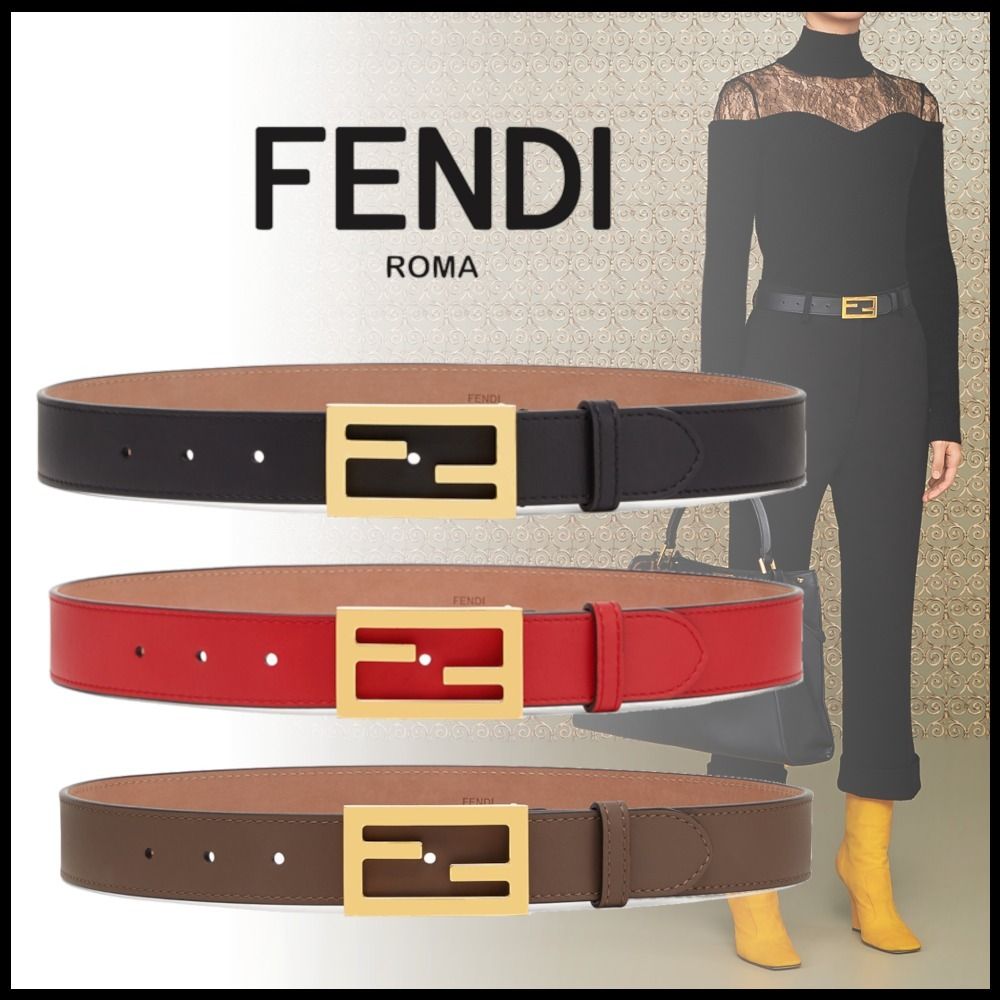 FENDI フェンディ FFロゴバックル マットレザー ベルト*3カラー (FENDI FENDI フェンディ FFロゴバックル マットレザー ベルト*3カラー (FENDI