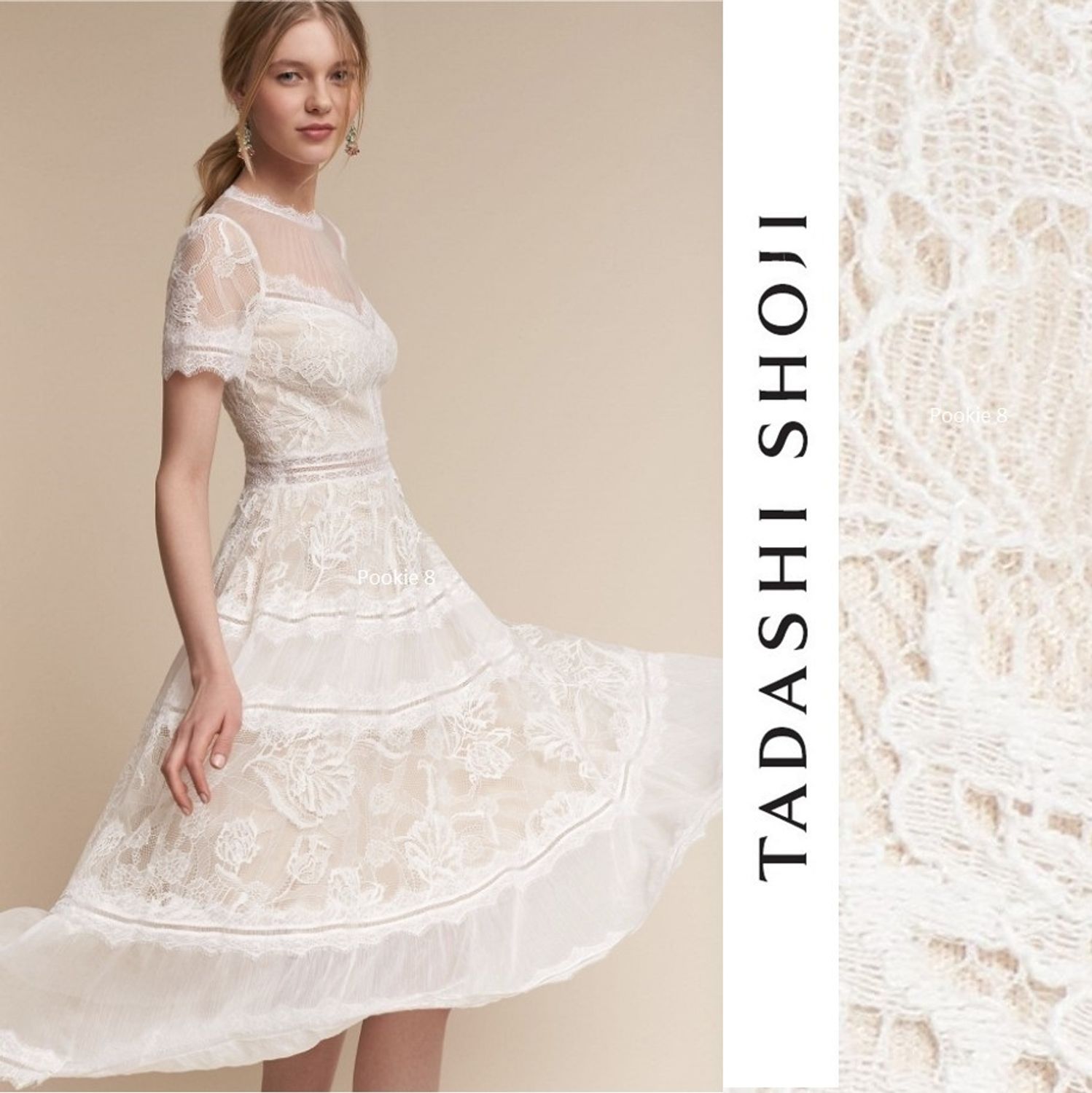 Tadashi Shojiレース白ミモレ丈パーティーカクテルドレス即発送 Tadashi Shoji パーティードレス Buyma