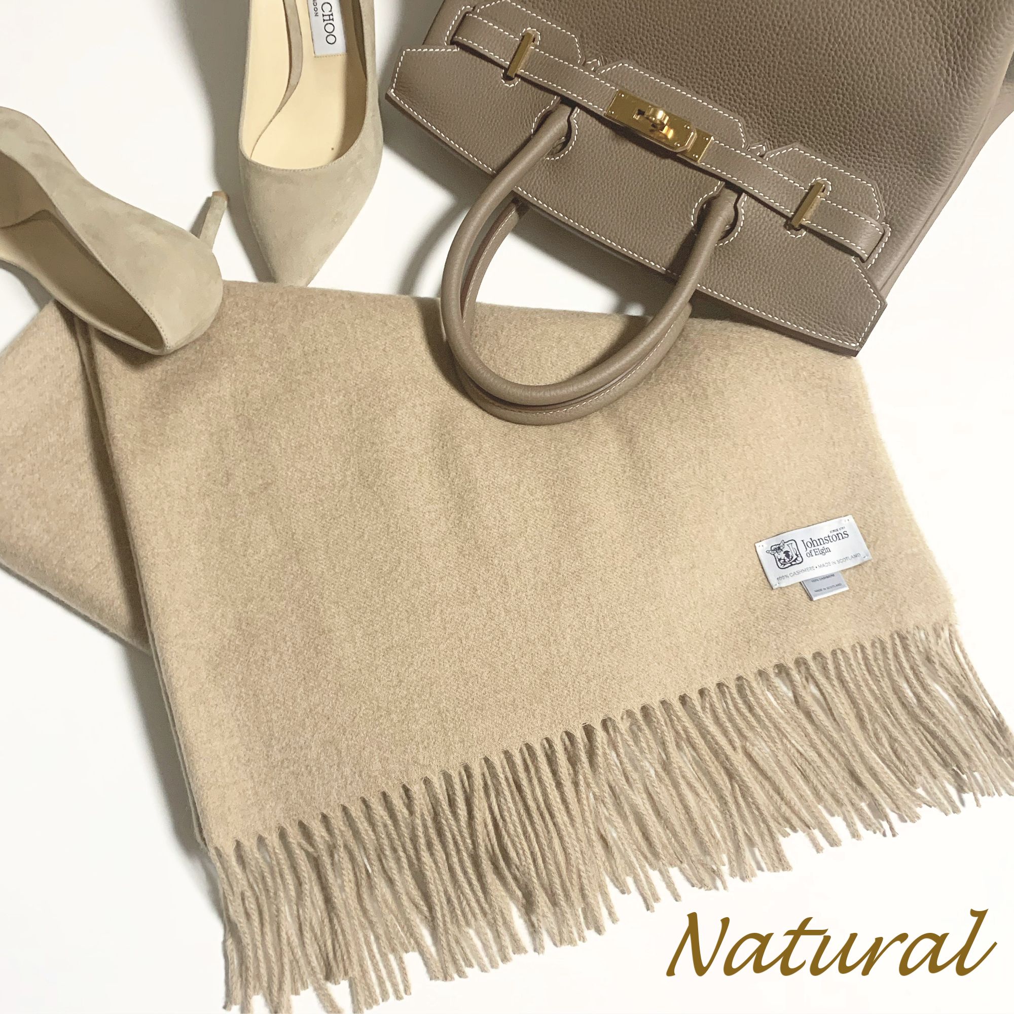 ジョンストンズ Natural Undyed カシミア大判ストール☆国内発送