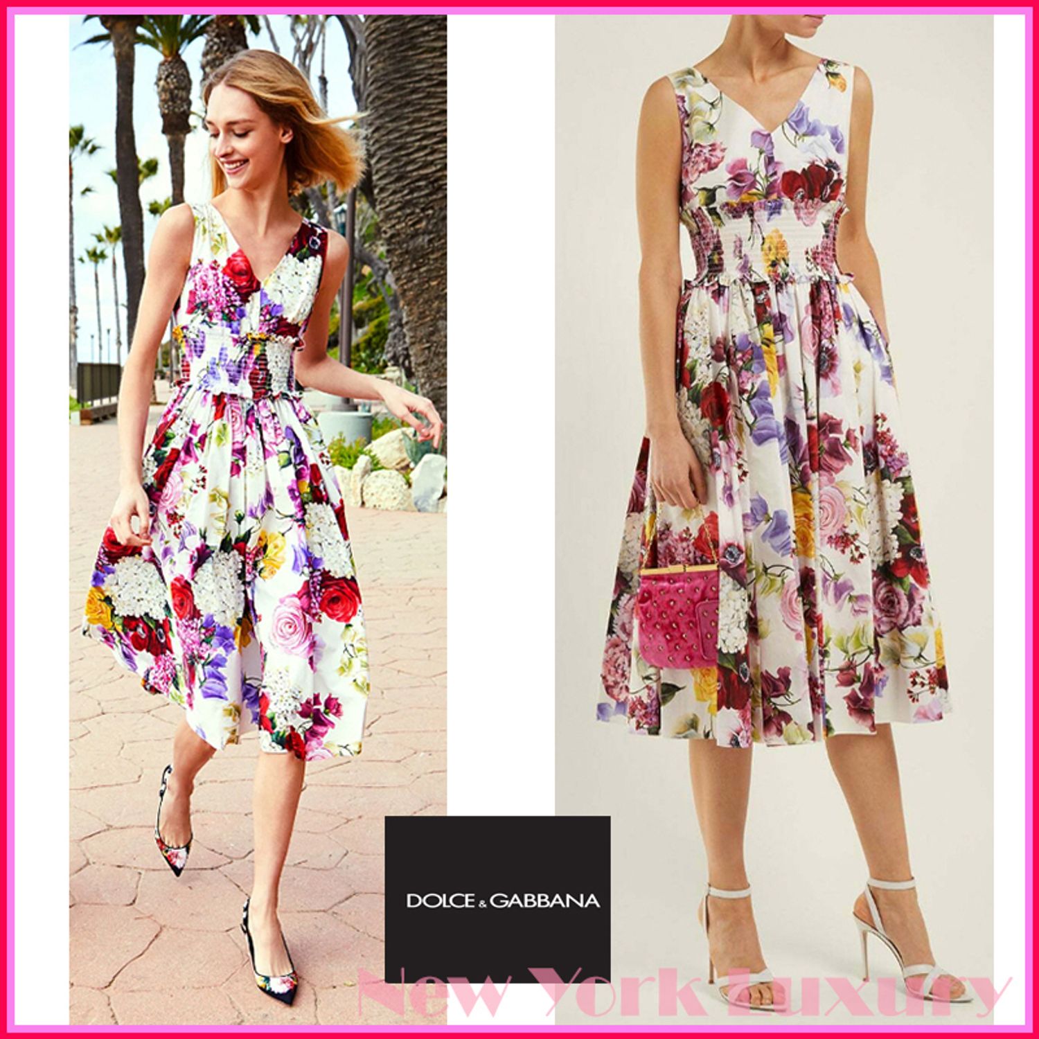 ドルチェ ガッバーナ Mixed Floral Elastic Band Poplin Dress Dolce Gabbana ワンピース Buyma