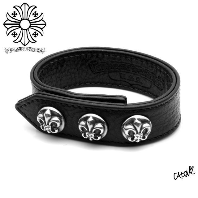 ☆クロムハーツ【BSフレア/3ボタン2スナップ】◇レザーブレスレット・BLK 購入正規品 クロムハーツ レザーブレスレット BSフレア 3ボタン2スナップ インボイス原本 ブレスレット