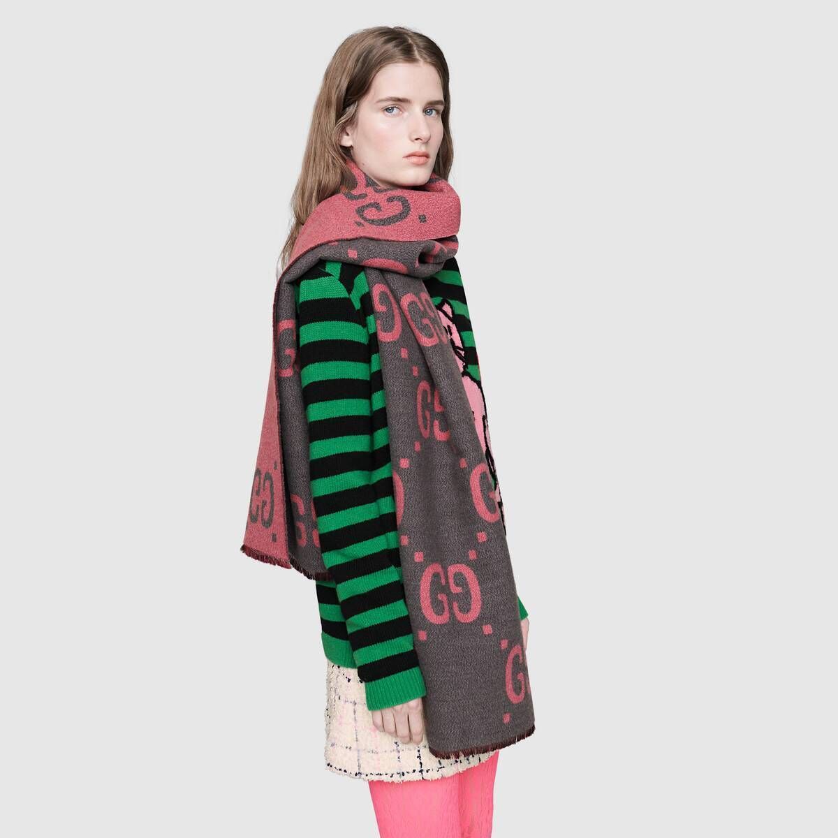 GUCCI【関税負担なし】 GGジャカード ウールシルク スカーフ GUCCI【関税負担なし】 GGジャカード ウールシルク スカーフ