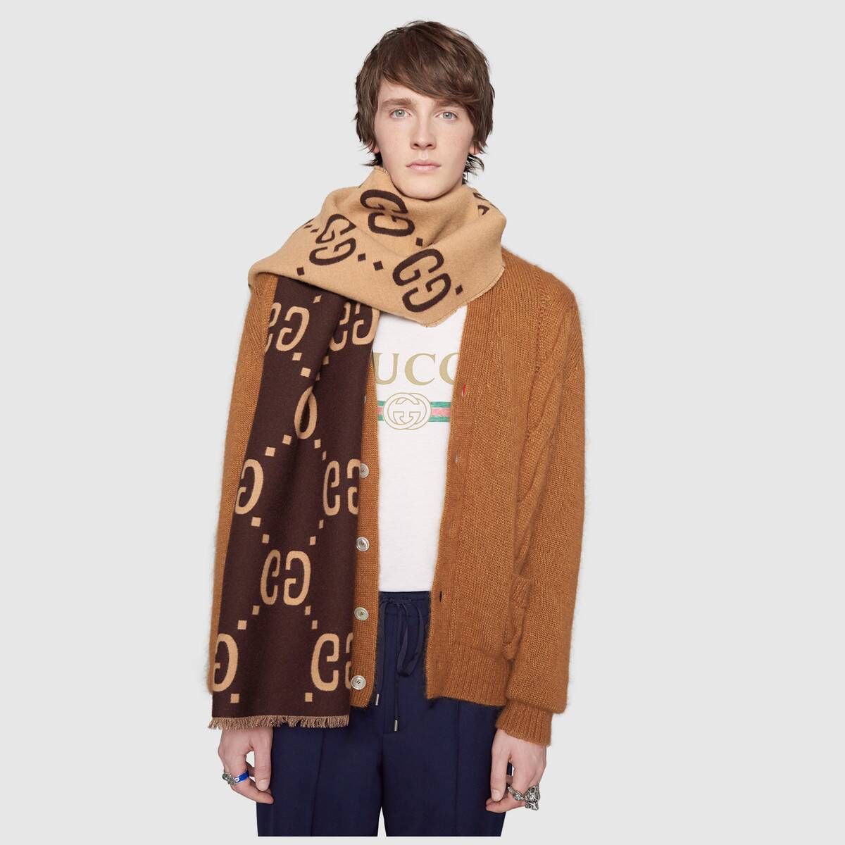 関税負担なし】 GGジャカード ウールシルク スカーフ (GUCCI/マフラー 関税負担なし】 GGジャカード ウールシルク スカーフ (GUCCI/マフラー