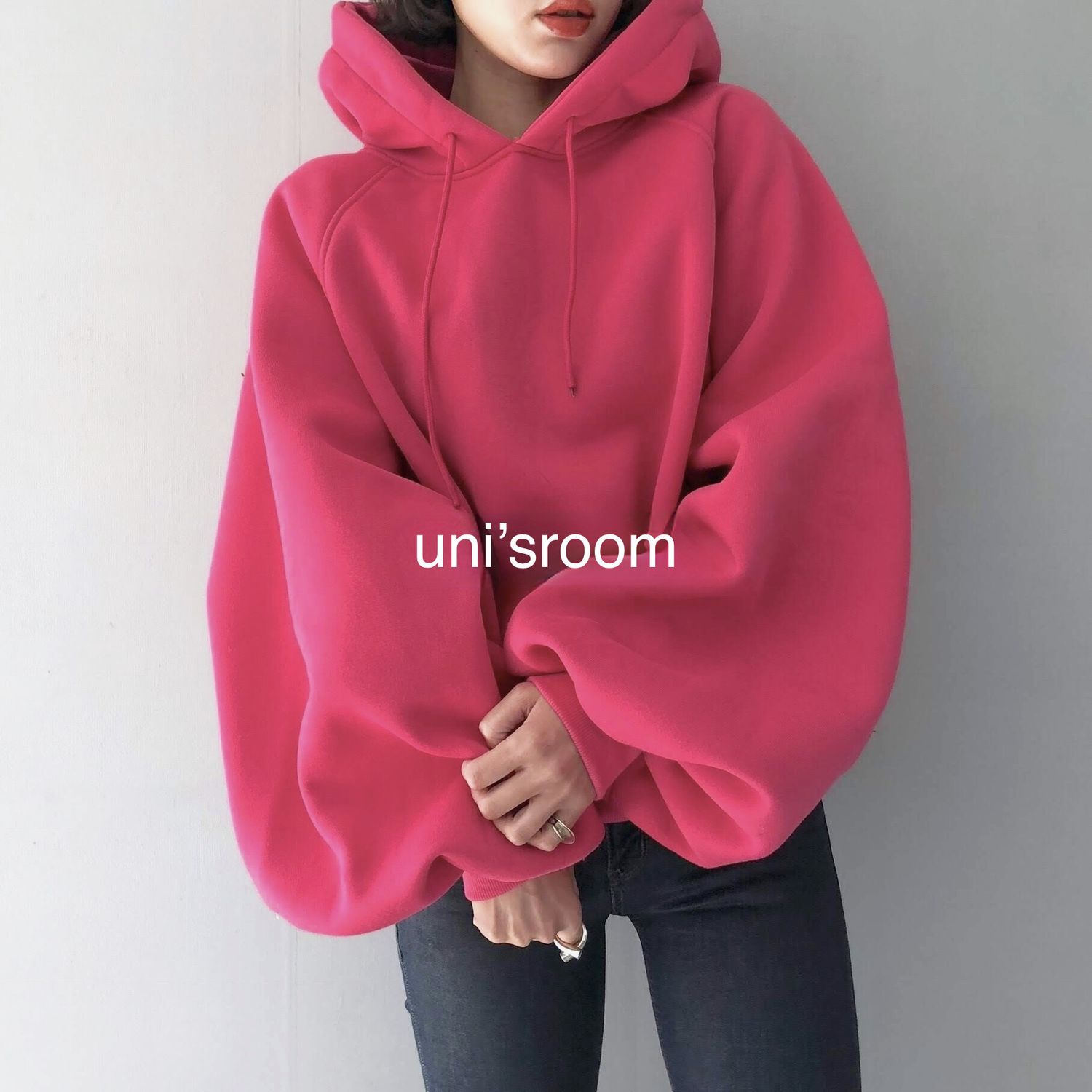 韓国 5色 ボリューミー 裏起毛 ショートフーディー トレーナー スウェット トレーナー Buyma