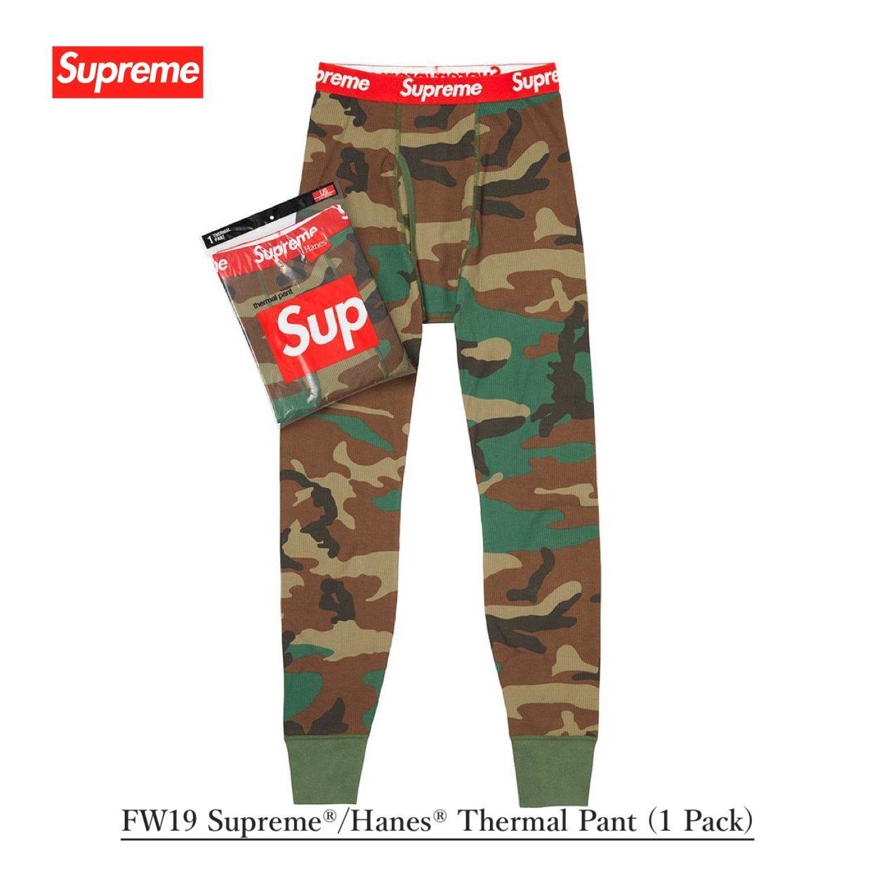 Supreme 任意 Hanes Thermal 迷彩 サイズM