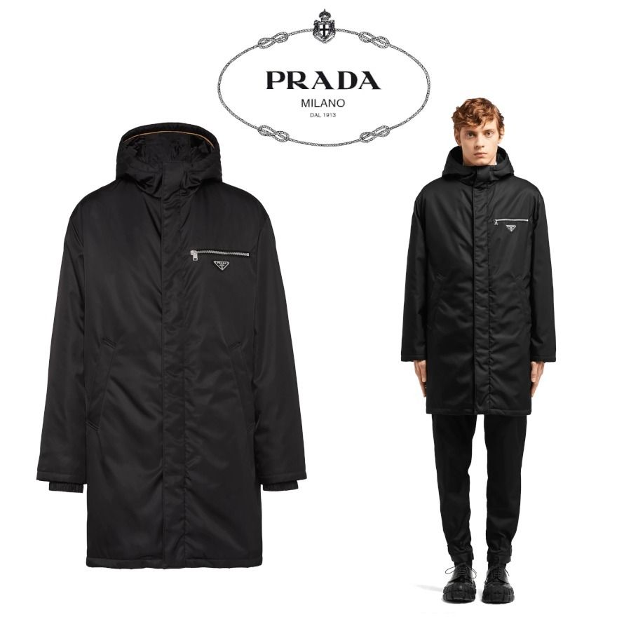 【PRADA】ナイロンギャバジン スタンドカラーコート☆SGX099_I18