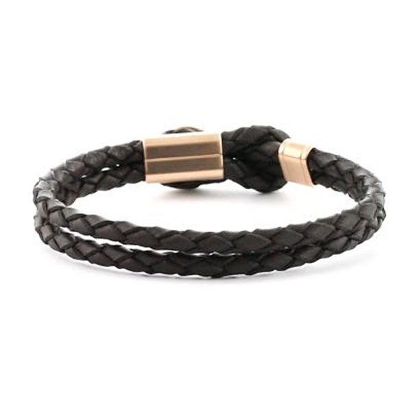 エンポリオアルマーニ メンズ 男性 レザーブレス 革 アクセ 18cm