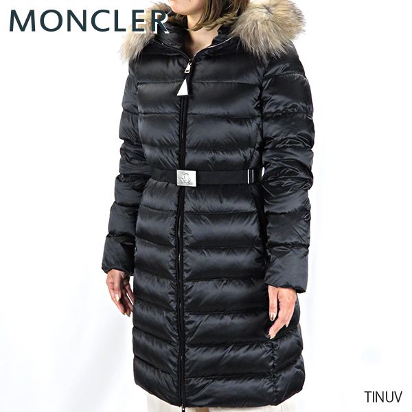 MONCLER モンクレール TINUV レディース ダウンコート フード ファー ロングコート (MONCLER 正規アウトレット モンクレール ダウンコート フード取外可能 ベルト付き ダウンジャケット