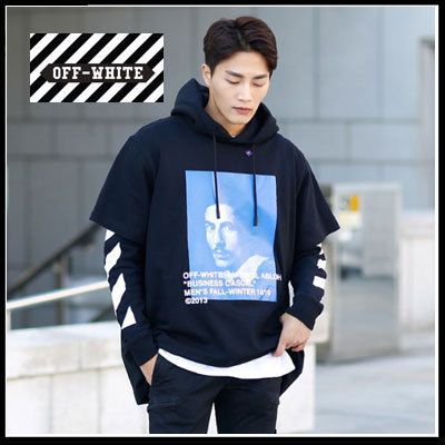 オフホワイト) BERNINI LAYERED HOODIE OMBB042F18192011 (Off-White クリアランス最安 フーディ パーカー off-white パーカー