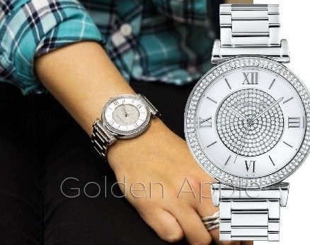 送料関税込☆Caitlin Silver Crystal Pave Dial Ladies MK3355