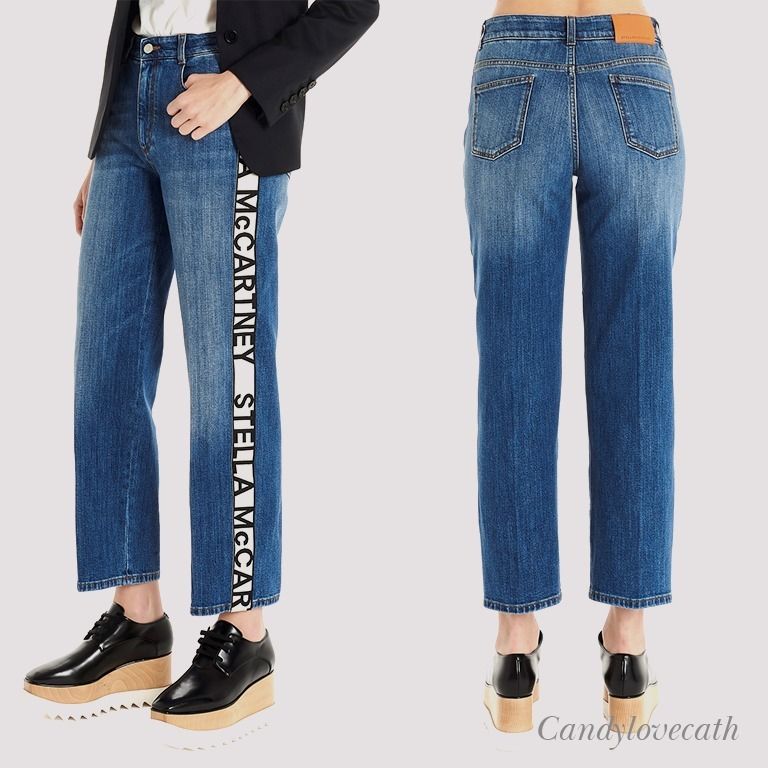 STELLA MCCARTNEY Logo ロゴテープ ストレート ジーンズ (Stella 最速のネット通販 Stella ロゴ ジーンズ デニム ステラマッカートニー McCartney デニム/ジーンズ