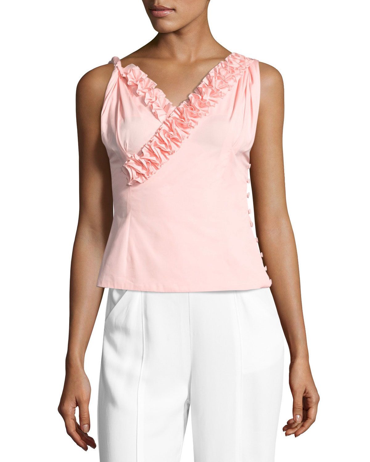 Jacquemus Seville ruffled コットンノースリーブトップ (JACQUEMUS Jacquemus Seville ruffled コットンノースリーブトップ (JACQUEMUS
