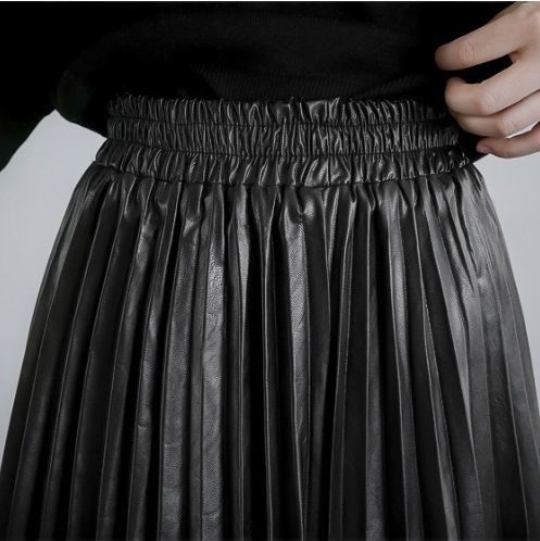 M◇イコワミレザープリーツロングスカート(S-XL) M◇イコワミレザープリーツロングスカート(S-XL) (スカート