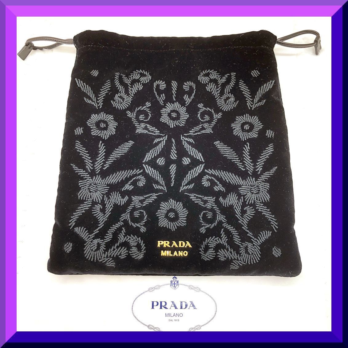 レア/国内即発]PRADA 刺繍ベルベット☆クラッチバッグ1MU001☆B (PRADA