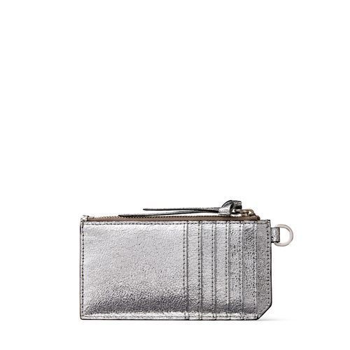 JimmyChoo LISE ユーズド加工 JCロゴ付き ジップ ポーチ Silver JimmyChoo LISE ユーズド加工 JCロゴ付き ジップ ポーチ Silver