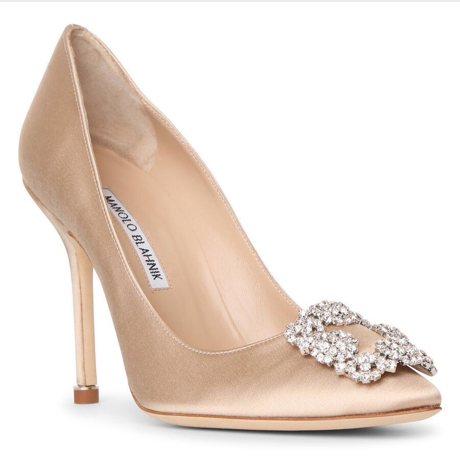 マノロブラニク Hangisi 105 シャンパンサテンパンプス (Manolo マノロブラニク Hangisi 105 シャンパンサテンパンプス (Manolo