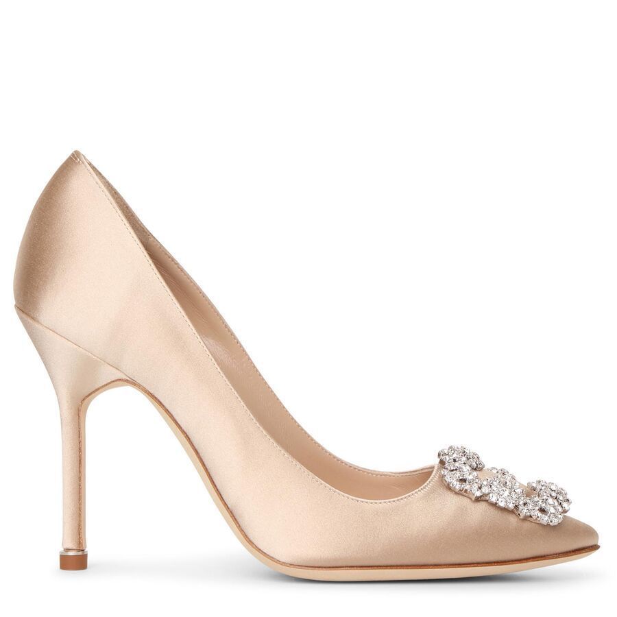マノロブラニク Hangisi 105 シャンパンサテンパンプス (Manolo マノロブラニク Hangisi 105 シャンパンサテンパンプス (Manolo