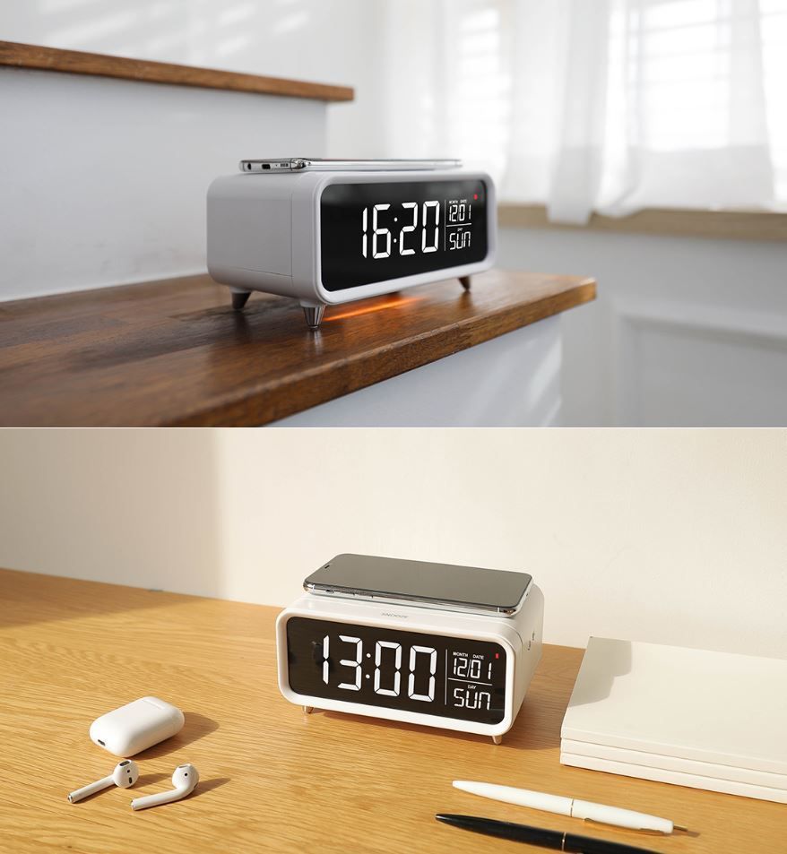 mooas無線充電+卓上ランプ+日付表示+アラーム機能付LED卓上時計 (mooas mooas無線充電+卓上ランプ+日付表示+アラーム機能付LED卓上時計 (mooas