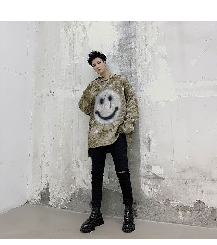 オシャレ タイダイ スマイル  長袖 トップス カットソー オシャレ タイダイ スマイル 長袖 トップス カットソー (Tシャツ