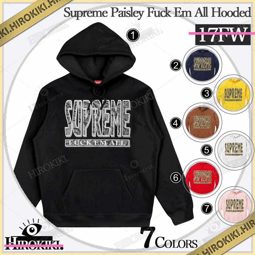 再×14入荷 【希少】シュプリーム パーカー センターロゴ fuck em all