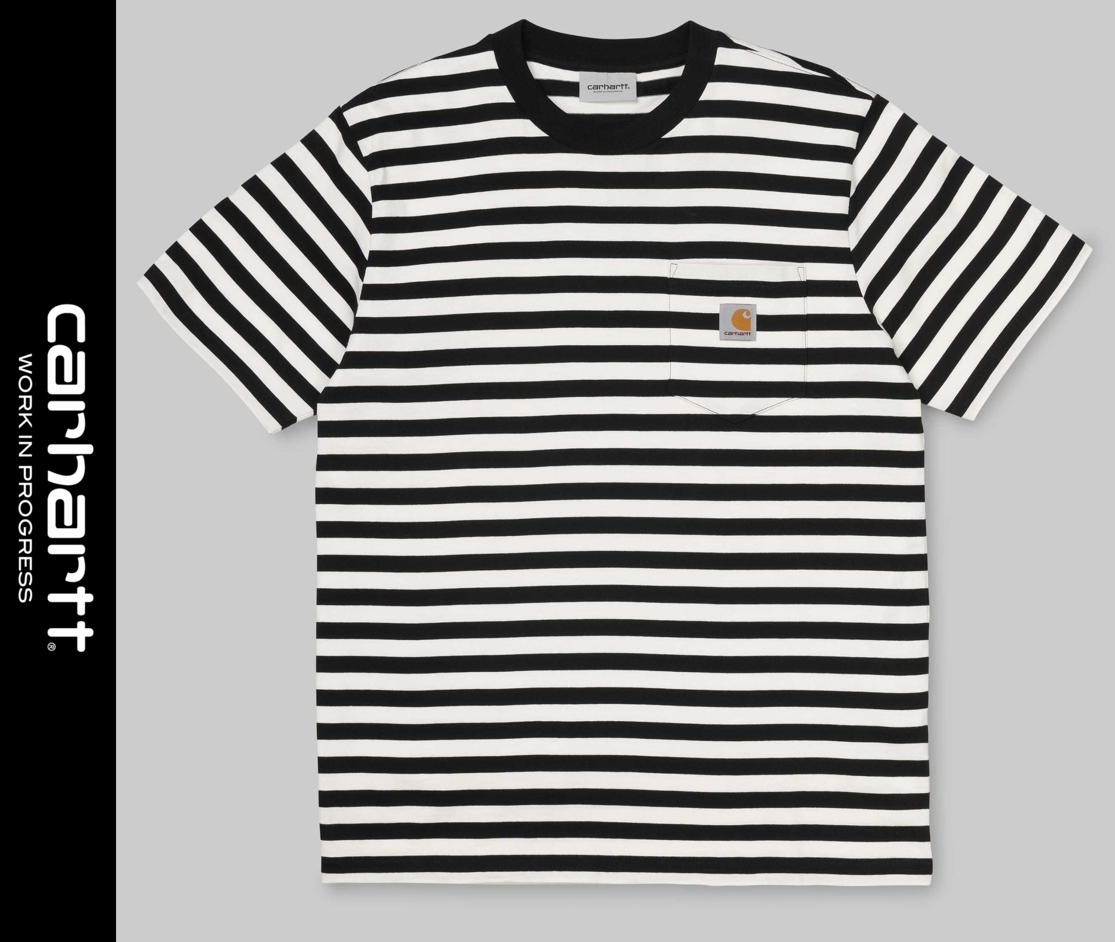 ★ドイツ発/送関込*Carhartt*ロゴポケットボーダー半袖Tシャツ/B ★ドイツ発/送関込*Carhartt*ロゴポケットボーダー半袖Tシャツ/B