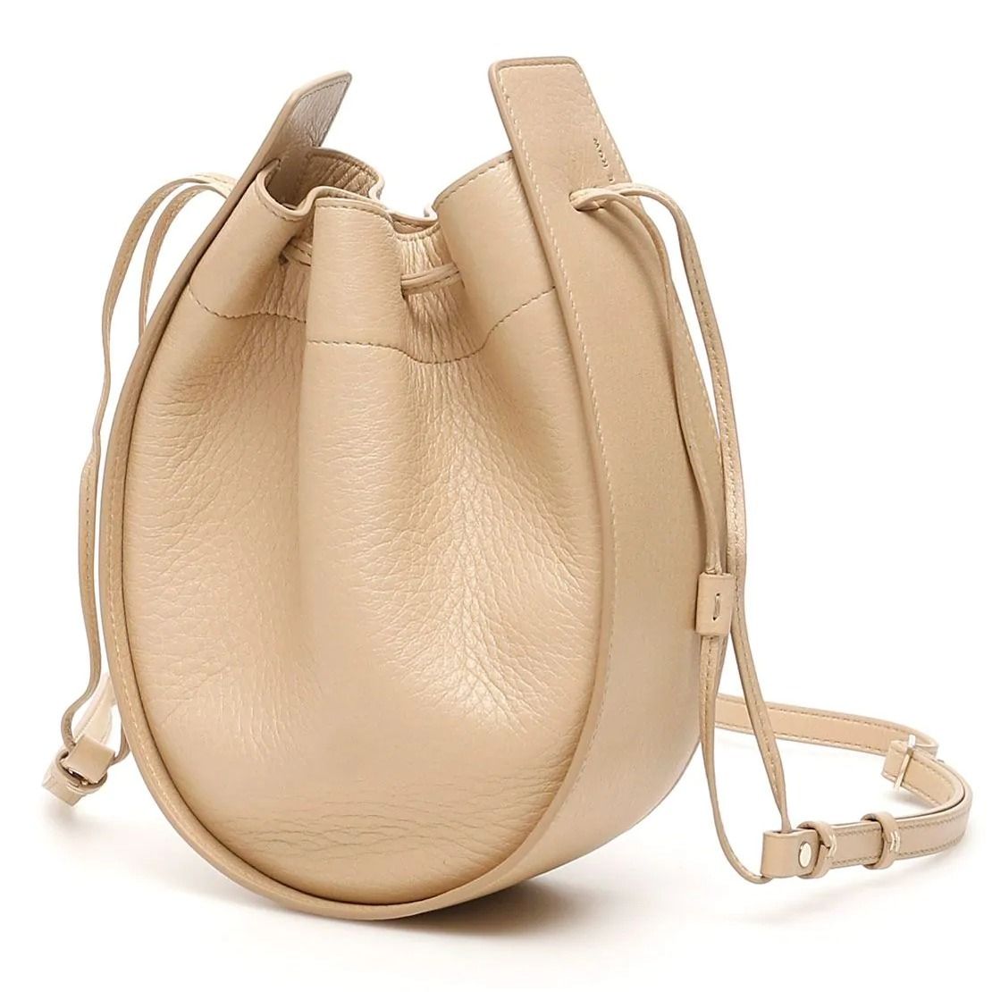 THE ROW】レザー ドローストリング バケットバッグ Beige (The Row THE ROW】レザー ドローストリング バケットバッグ Beige (The Row