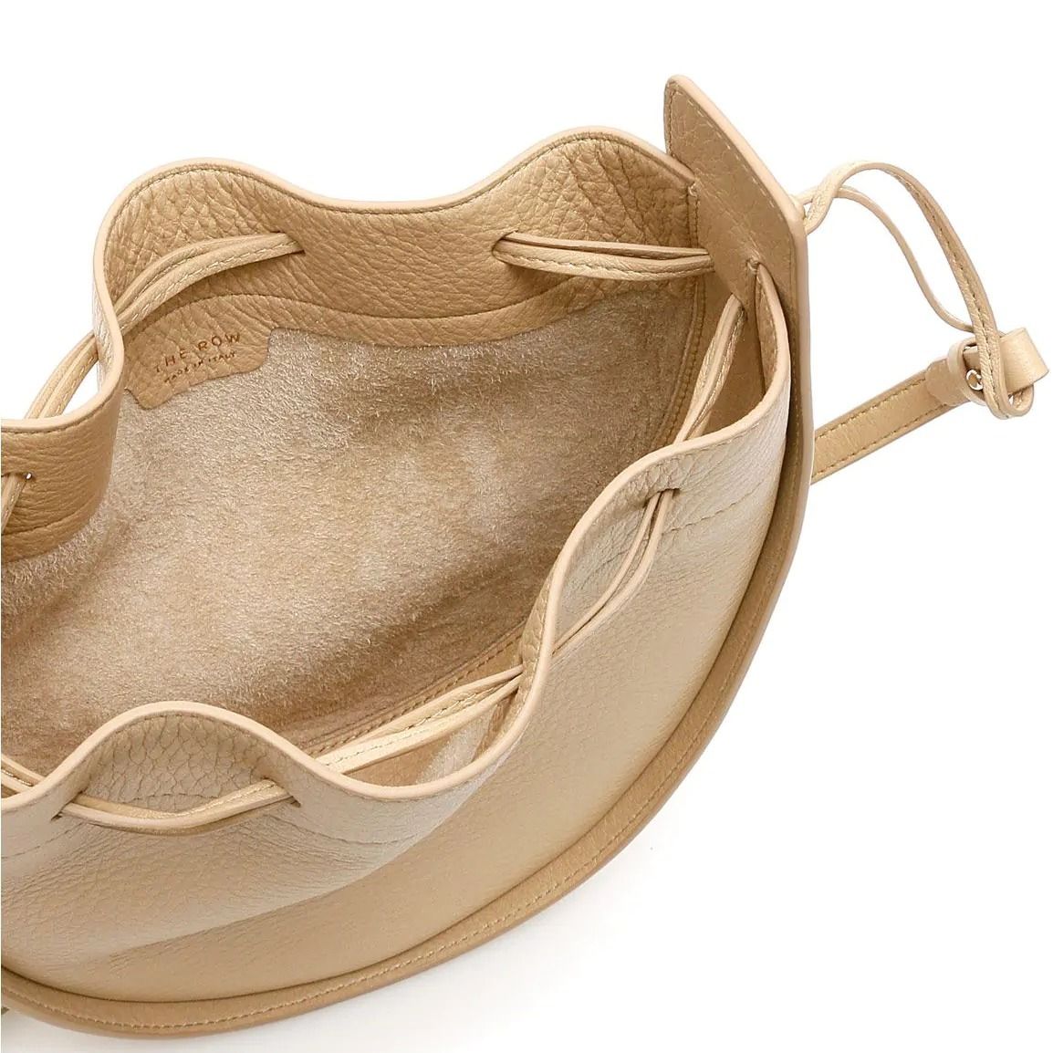 THE ROW】レザー ドローストリング バケットバッグ Beige (The Row THE ROW】レザー ドローストリング バケットバッグ Beige (The Row