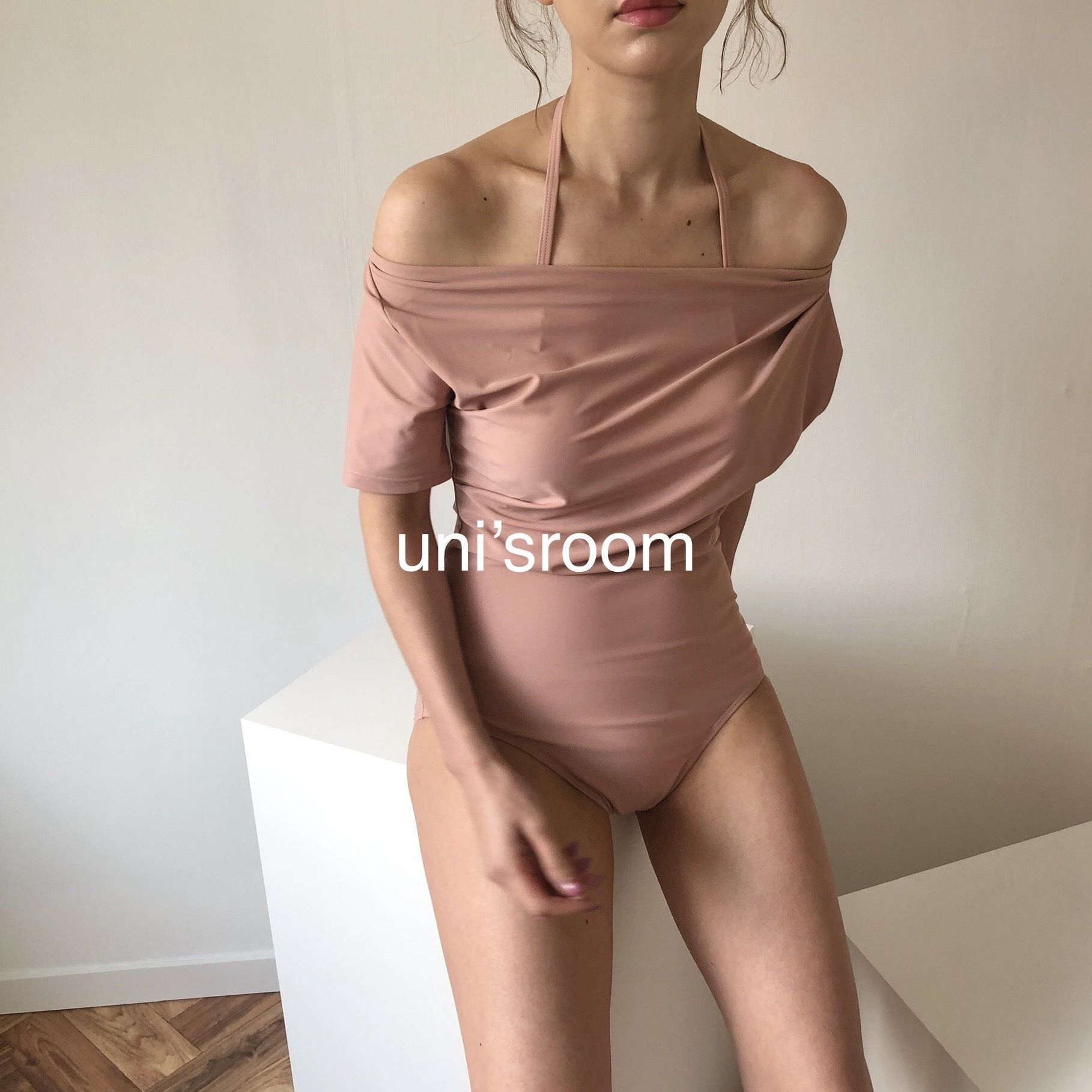 uni's room■お洋服感覚◎ワンショルダー 半袖ワンピース水着 DR uni's room□お洋服感覚◎ワンショルダー 半袖ワンピース水着 DP