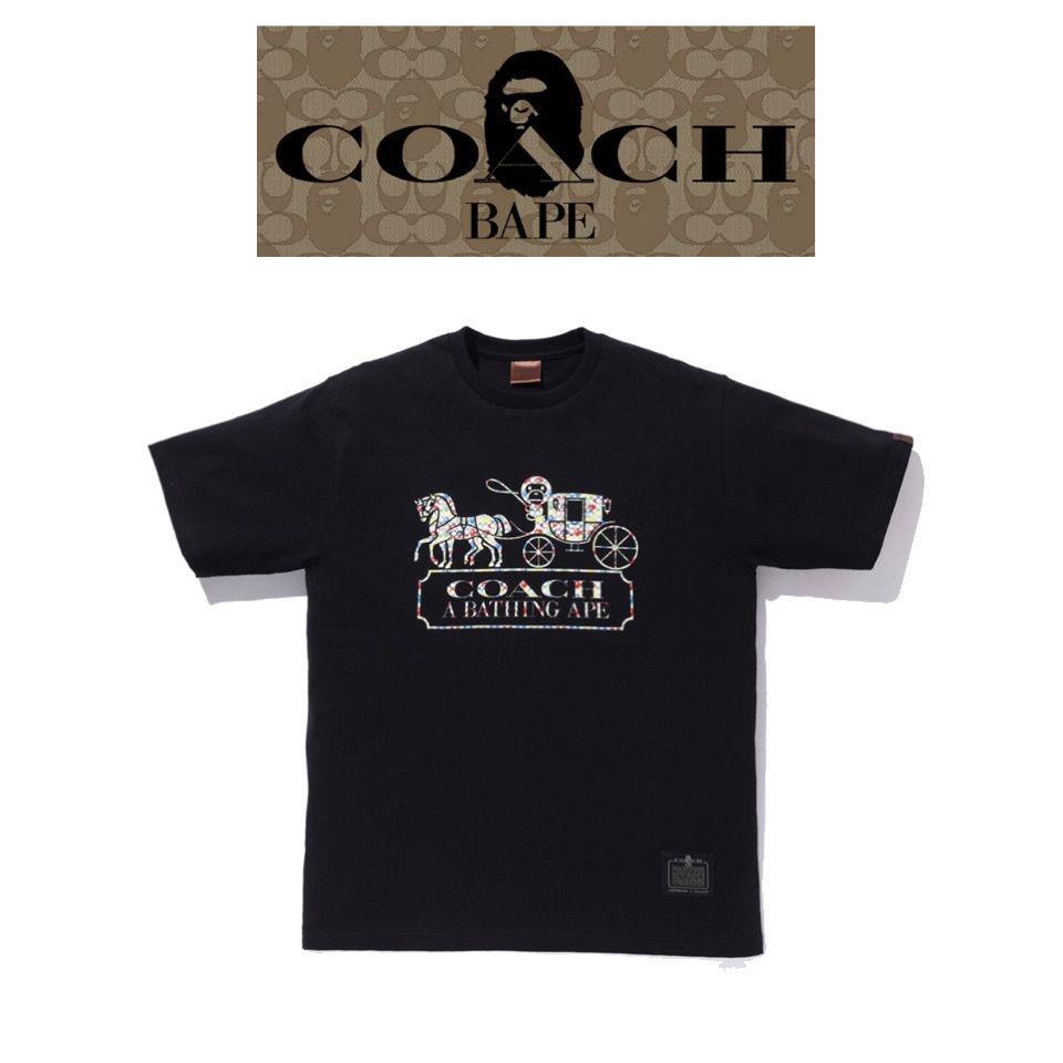 大人気コラボ!BAPE X COACH MILO TEE ティーシャツ (A BATHING APE/T 農相支援の新人当選 コラボ Tシャツ coach x bape Tシャツ/カットソー(半袖/袖なし)