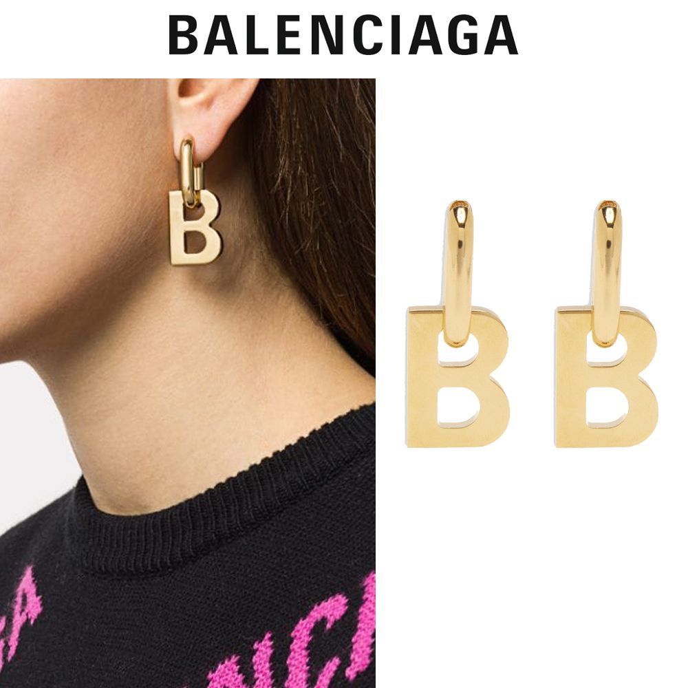 BALENCIAGA】ロゴ☆B チェーン ピアス XL Gold 送関込み (BALENCIAGA BALENCIAGA】ロゴ☆B チェーン ピアス XL Gold 送関込み (BALENCIAGA