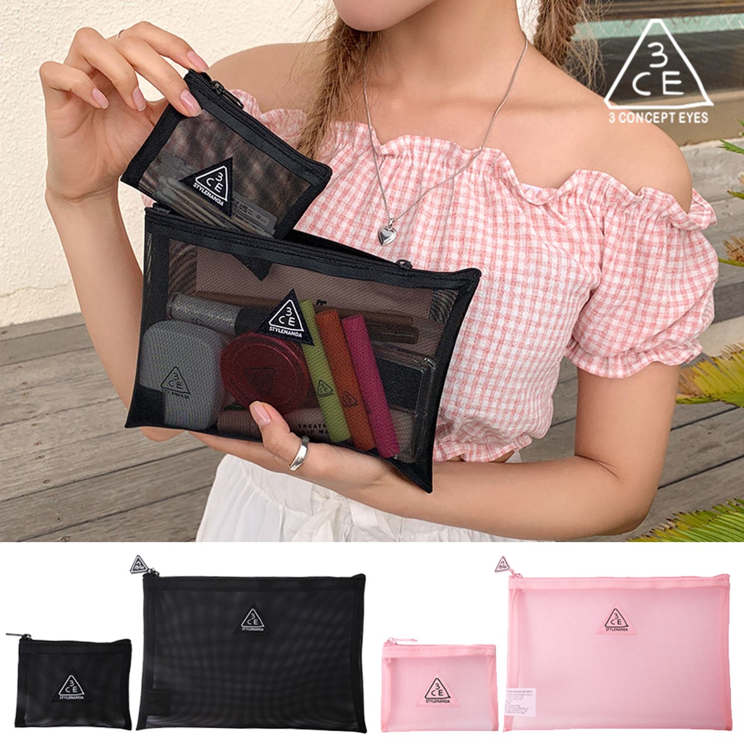 3ce Double Mesh Pouch ダブル メッシュ ポーチ 追跡可能 3 Concept Eyes ポーチ Buyma