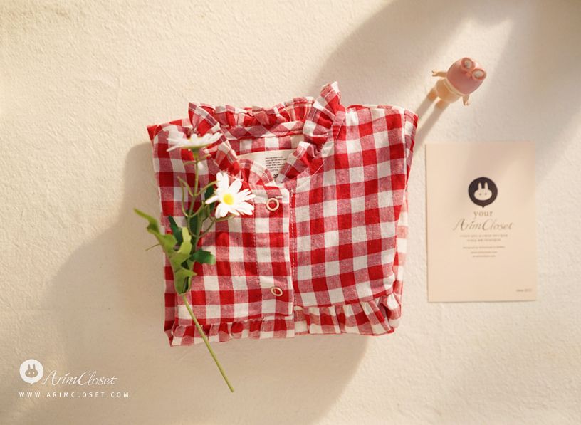 【ArimCloset】red check baby cotton bodysuit〜ロンパース ArimCloset】red check baby cotton bodysuit〜ロンパース