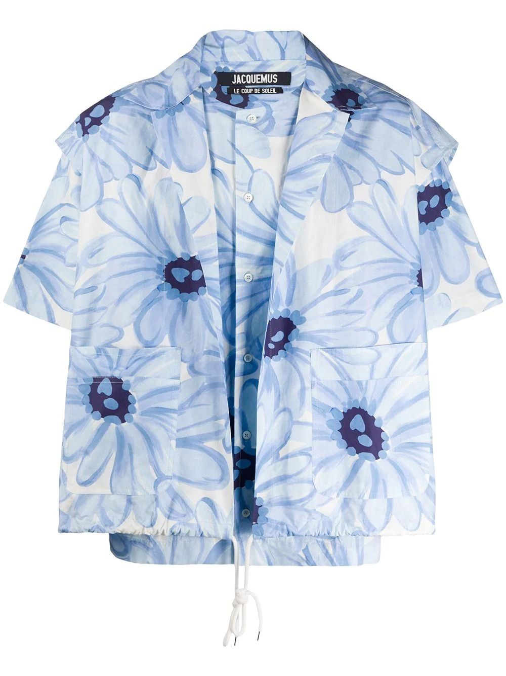 Jacquemus】SS20 フラワープリント☆半袖 ダブル シャツ Blue Jacquemus】SS20 フラワープリント☆半袖 ダブル シャツ Blue