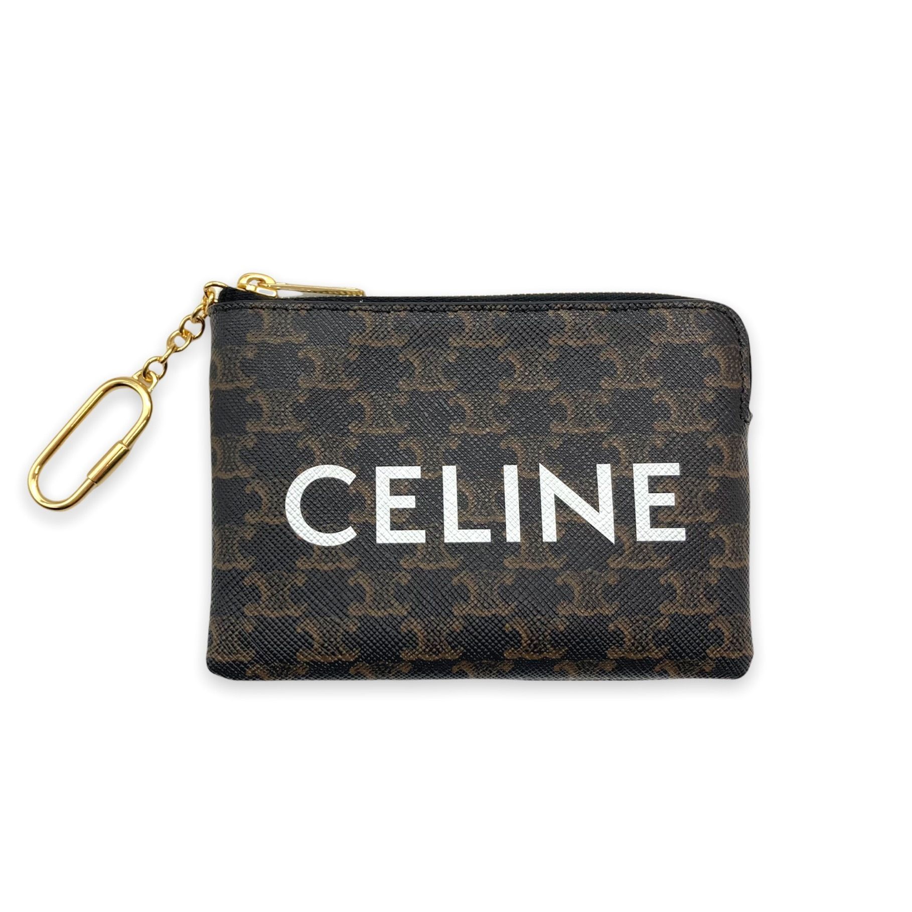 CELINE☆トリオンフキャンバス☆フック付きコイン&カードポーチ