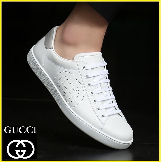注目☆GUCCI☆〔エース〕インターロッキングG 付き スニーカー (GUCCI 注目☆GUCCI☆〔エース〕インターロッキングG 付き スニーカー (GUCCI