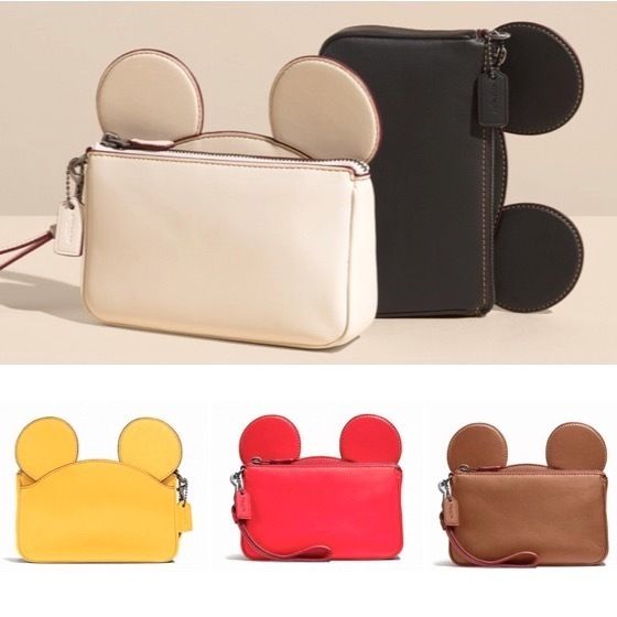 セールCoachxDisneyコラボ☆ミッキー耳型レザークラッチポーチ セールCoachxDisneyコラボ☆ミッキー耳型レザークラッチポーチ