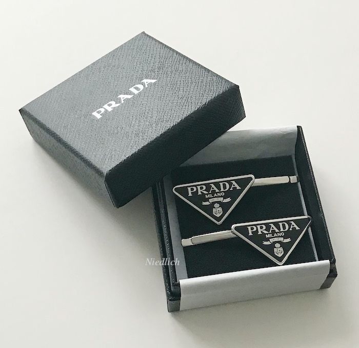 ☆PRADA☆トライアングルロゴ♪エナメルメタル*ヘアピン (PRADA/ヘア ☆PRADA☆トライアングルロゴ♪エナメルメタル*ヘアピン (PRADA/ヘア