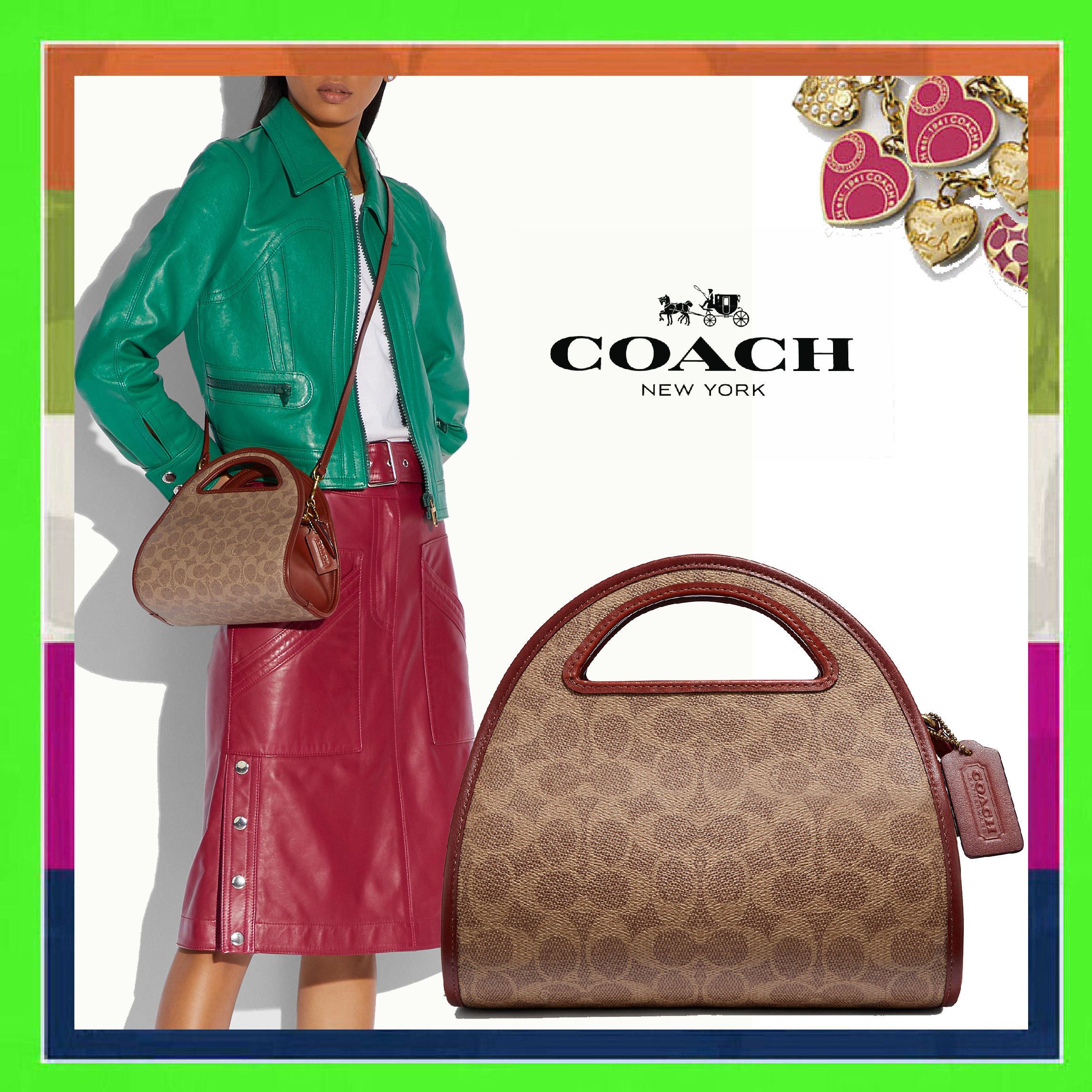 コーチ》146 ジップドームクロスボディシグネチャーキャンバス (Coach