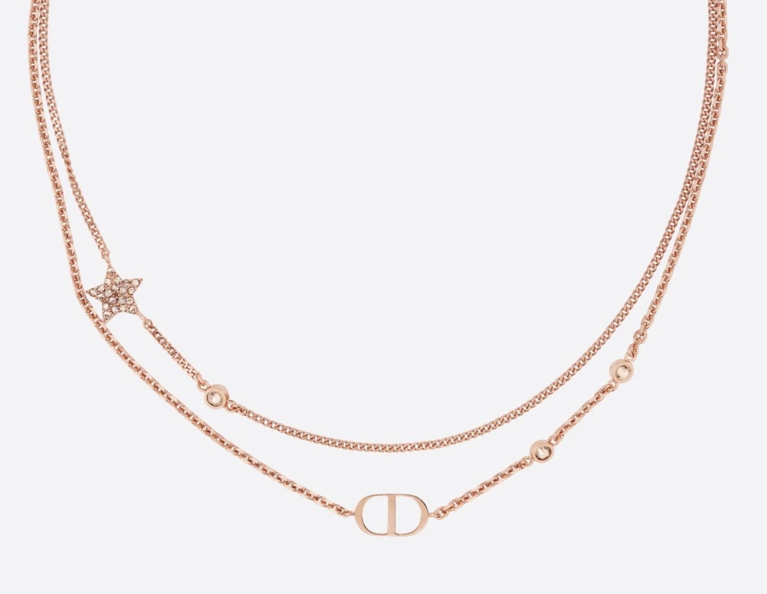 DIOR】PETIT CD ダブルチェーン ネックレス ☆CDロゴ&星☆ (Dior DIOR】PETIT CD ダブルチェーン ネックレス ☆CDロゴ&星☆ (Dior