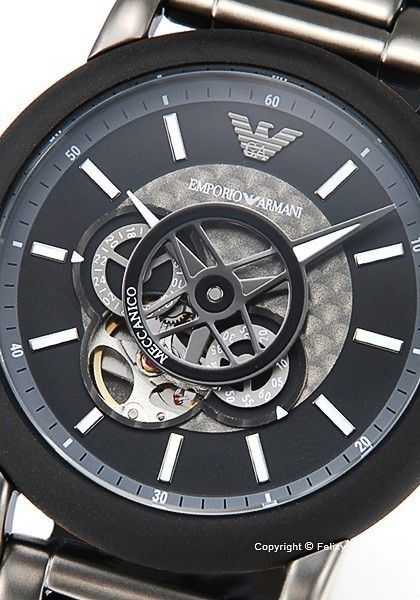 EMPORIO ARMANIメンズオートマティックガンメタル自動巻き腕時計 EMPORIO ARMANIメンズオートマティックガンメタル自動巻き腕時計
