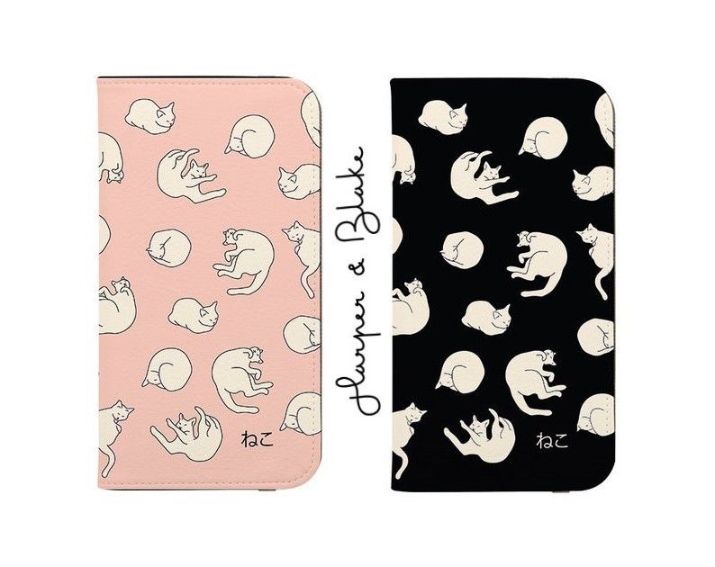 送関込【Harper & Blake】UK発!手帳型スマホケース Cat/猫本 Harper & Blake】UK発☆手帳型スマホケース neko cats/猫ねこ