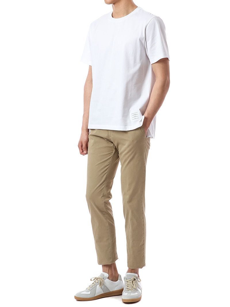 THOM BROWNE 正規品関税込み メンズ 半袖シャツ MJS067A 00042 Jersey Relaxed Side Slit Tee | Thom Browne