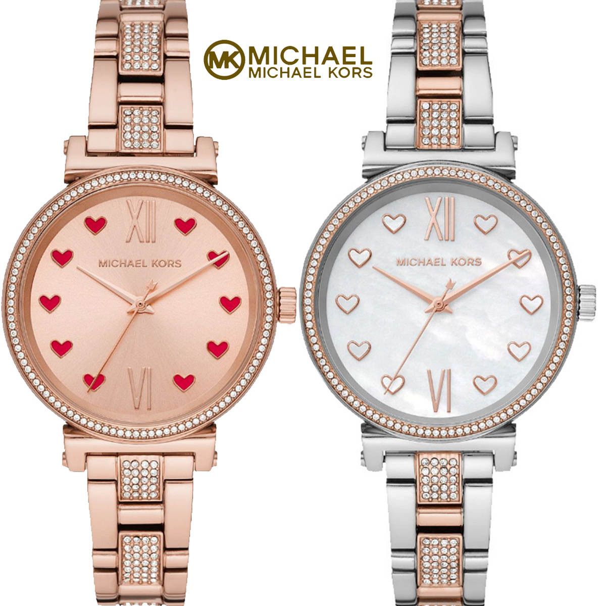 特別価格! Michael Kors Sofie Three Hand パヴェ/ハート腕時計 特別価格! Michael Kors Sofie Three Hand パヴェ/ハート腕時計