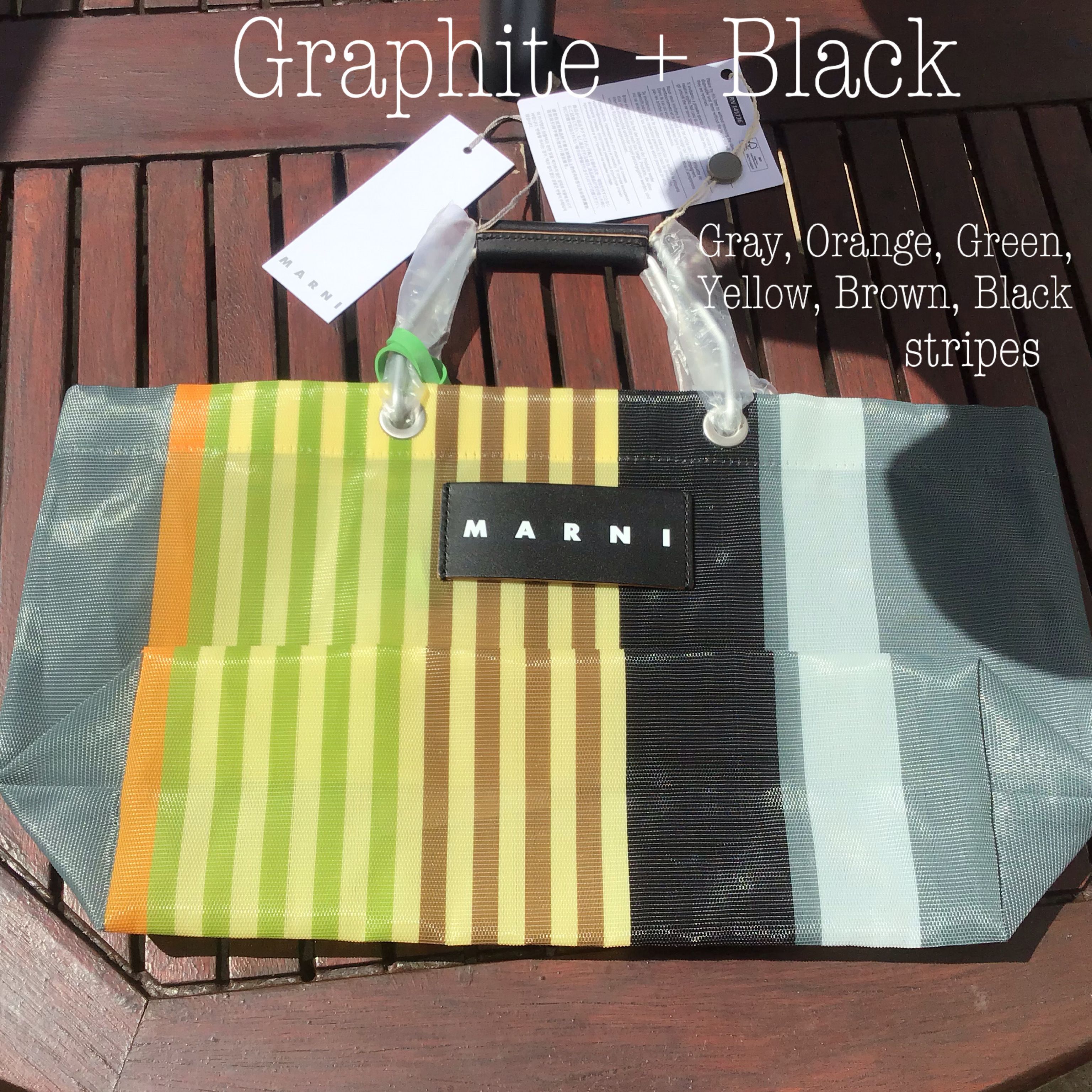 DHLで早くお届け MARNIマルニマーケットストライプトートバッグ (MARNI ...